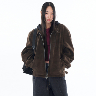 韩代Raucohouse Rebon suede racer jacket 复古夹克外套百搭休闲