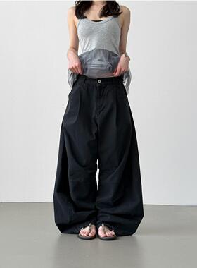 韩代26 cation pin tuck balloon banding pants(unisex)捏褶长裤
