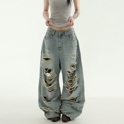 Localmansion韩代破洞宽松牛仔裤