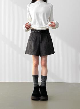 Localmansion韩代26 belted shorts 设计师款复古腰带短裤休闲女