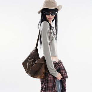 韩国代购Raucohouse Seeley vintage leather shoulder bag单肩包
