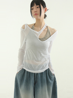 Localmansion韩代半透不规则长袖