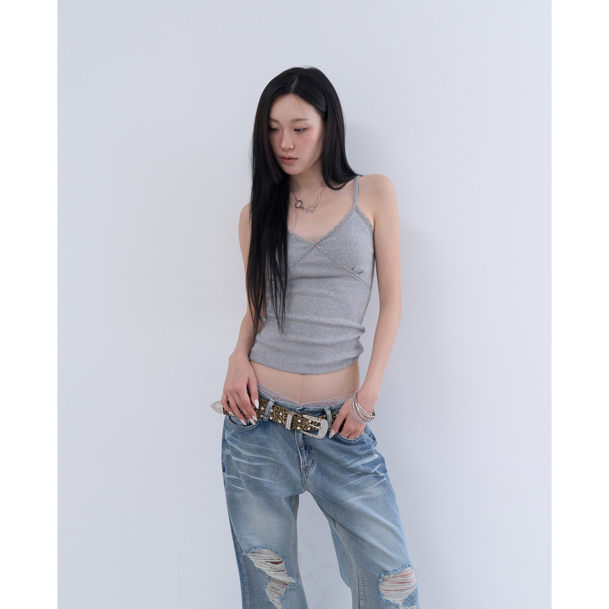 lowear韩代蕾丝打底吊带背心