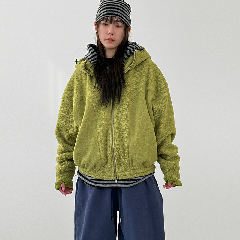 韩国代购26A/W hand warmer fleece hood jacket(unisex)抓绒外套
