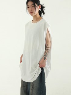 sleeveless silket cotton 韩代23F unisex oversize tee 背心