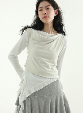 韩国代购25A/W mild draped sleeveless top 设计师复古百搭背心