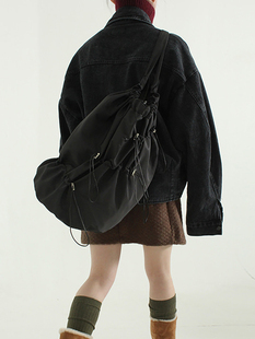 韩国代购 multi string bucket bag 多抽绳水桶包单肩斜挎包街头