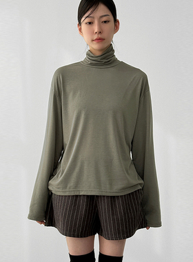 韩国代购25F/W napping-lined pola tee 设计师高领打底T恤衫上衣