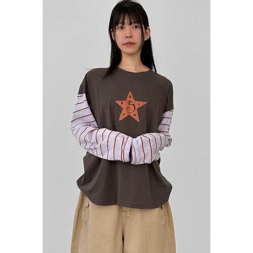 Localmansion韩代星星印花条纹T