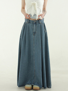 denim 24S 設(shè)計師寬松牛仔裙 long skirt flare 韓國代購