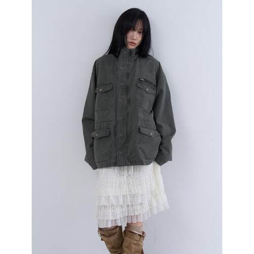 lowear韩代口袋宽松工装夹克外套