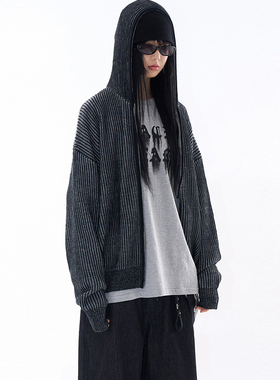 韩代Raucohouse Cobar two-tone hooded knit zip-up 连帽针织衫