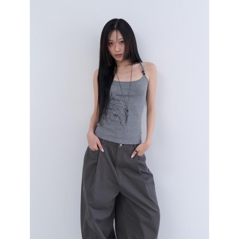 lowear韩代印花吊带背心