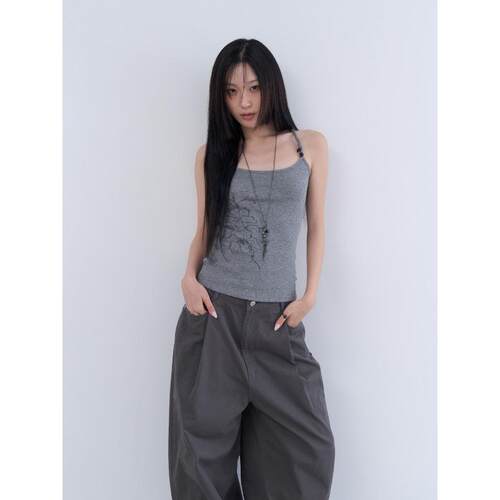 lowear韩代印花吊带背心