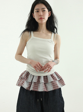 韩国代购25A/W dot golgi sleeveless top 设计师款波点吊带背心