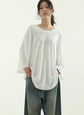 韩国代购 oversize round neck soft cotton tee (unisex) U领T恤