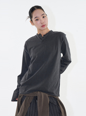 韩代Raucohouse Lenz washed henley-neck long sleeve 长袖T恤