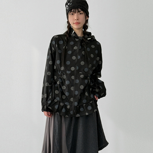 dot paper frill hood 设计师圆点连帽夹克外套 韩代26A jacket