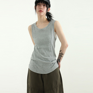 golgi line sleeveless 顾客转卖 拼接线修身 top 打底背心 24S