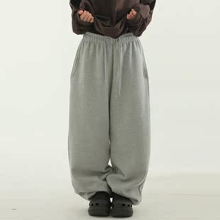 国内现货 oversize fleece-lined jogger banding pants 卫裤