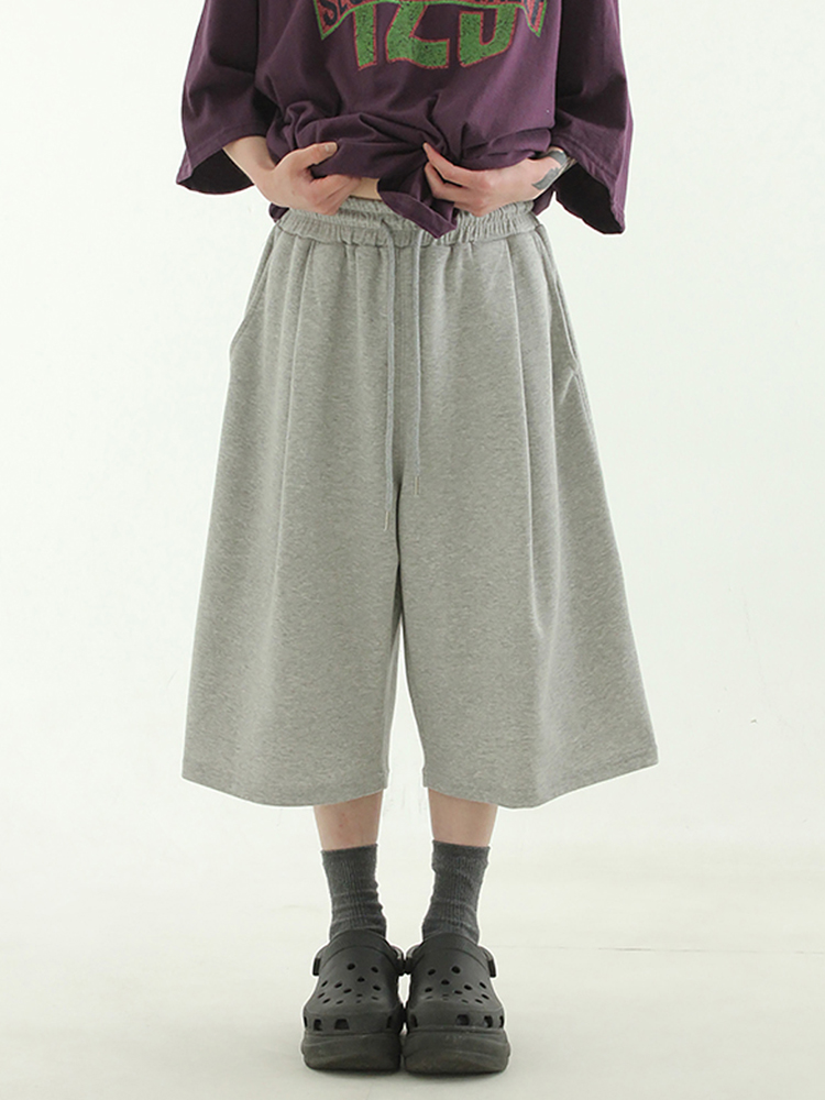 韩国代购23S/S pin tuck cotton wide half banding pants 半腿裤 女装/女士精品 休闲裤 原图主图