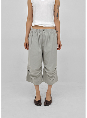 韩国代购26 Nikk Roll-up Shirred Bermuda Banding Pants 七分裤