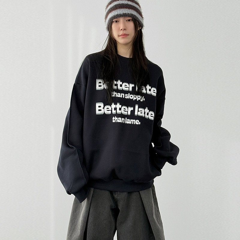 韩国代购26A/W Better printed cotton mtm (unisex)字母加绒卫衣