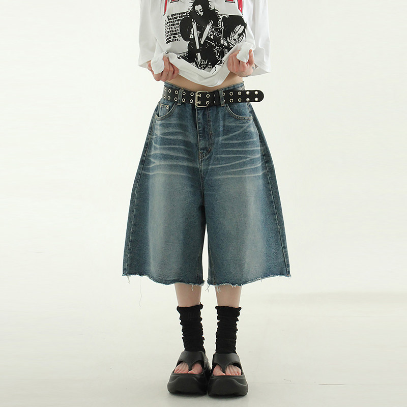 韩代25S/S cat brushed bermuda denim pants (unisex)牛仔半腿裤