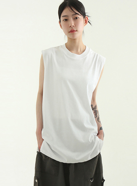 韩代25 oversize silket cotton sleeveless tee(unisex)开叉背心