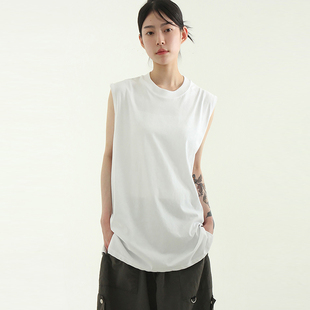cotton silket sleeveless tee 开叉背心 韩代25 unisex oversize