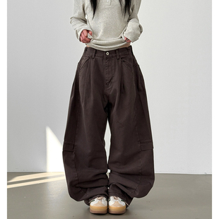 two tuck pants棉质捏褶长裤 26A banding wide 韩国代购 cotton