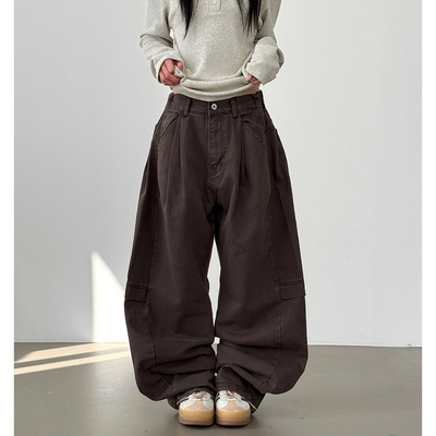 Localmansion韩代棉质捏褶长裤