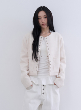lowear韩代 pure snap tweed jacket 设计师圆领长袖夹克外套百搭