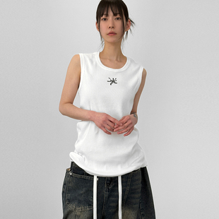 waffle sleeveless top 印花华夫格背心 韩国代购 unisex 26A