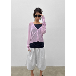 韩国代购26 Poliner Deep V-neck Cardigan 设计师V领长袖针织衫