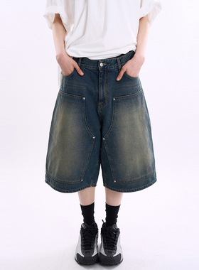 韩代Raucohouse Arkham double knee bermuda denim pants 牛仔裤