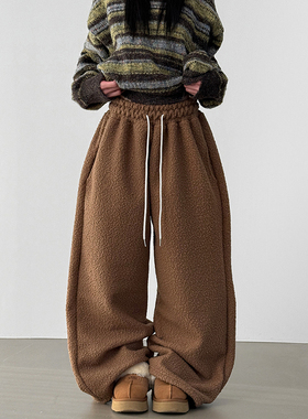 韩代25F/W fleece dumble wide banding pants(unisex)摇粒绒长裤