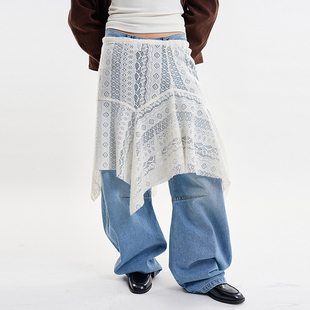 韩国代购Raucohouse Ivy lace layered skirt 镂空蕾丝半身裙百搭