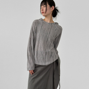 pattern oblique vertical hoody竖纹连帽上衣 button 韩国代购