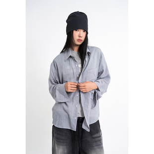 Raucohouse韩代 Light Crease Summer Check Shirt 长袖格纹衬衫