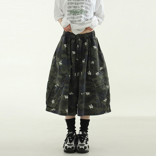 Localmansion韩代抽绳迷彩短裤