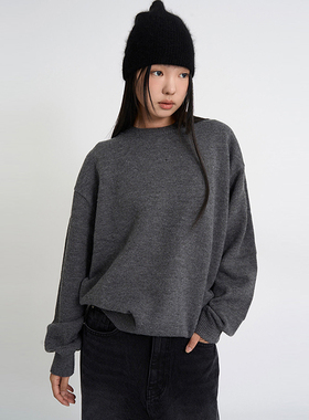 韩国代购Raucohouse Overfit wool round knit 长袖针织衫毛衣女