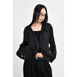 Raucohouse韩代 Summer Wrap Sheer Blouson 微透长袖衬衫外套女