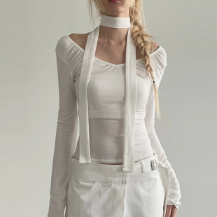 adelio韩代 backless v-neck shirring tee 纯欲风露背v领衬衫T恤
