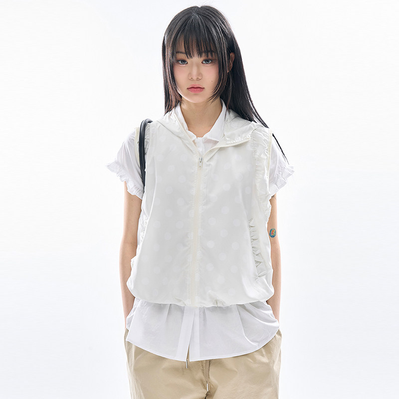 Raucohouse韩代波点连帽夹克上衣