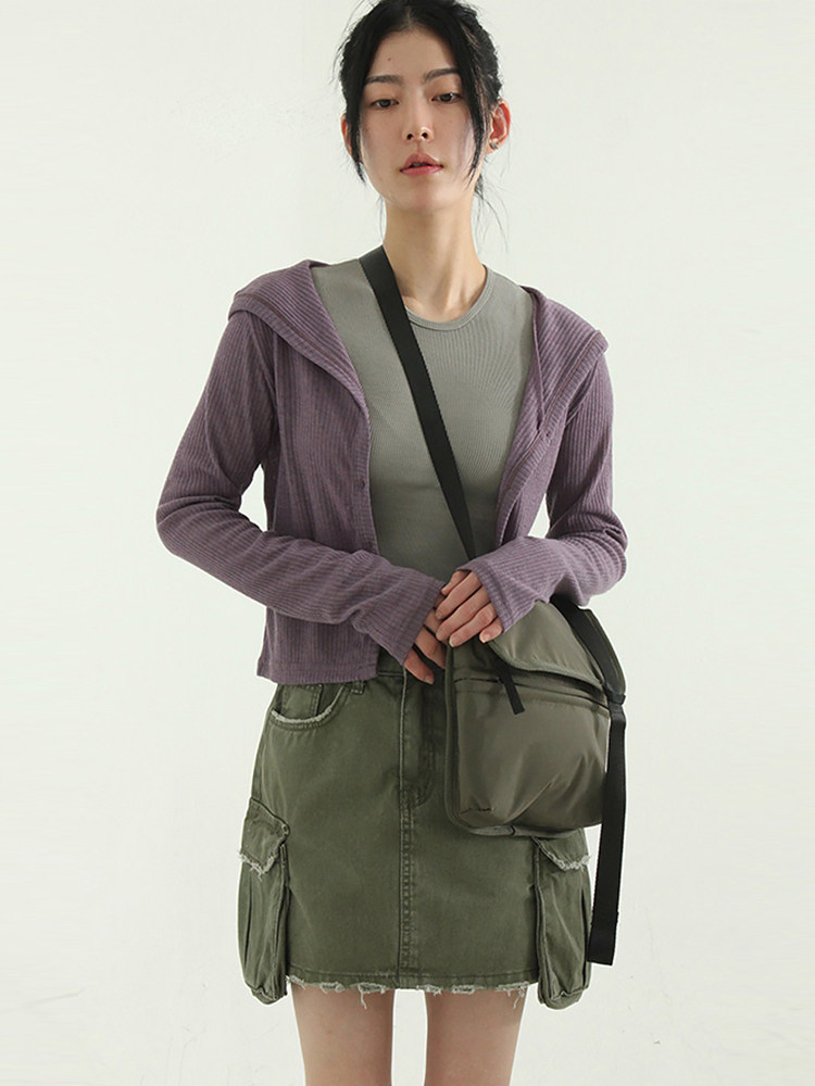 韩国代购23S/S nylon square bag 尼龙邮差斜挎包复古单肩街头女