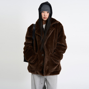 韩代Raucohouse Noire soft fur coat 仿皮草毛绒夹克外套大衣女