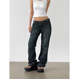 韩国代购26S/S Low‑rise slub washing maxi jean 水洗牛仔长裤
