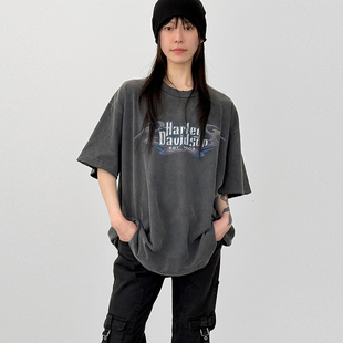 printed cotton half 韩国代购 unisex tee 字母印花T恤 26A