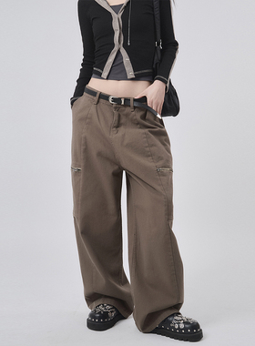 韩代Raucohouse Jayce zip-up cargo wide cotton pants 工装长裤